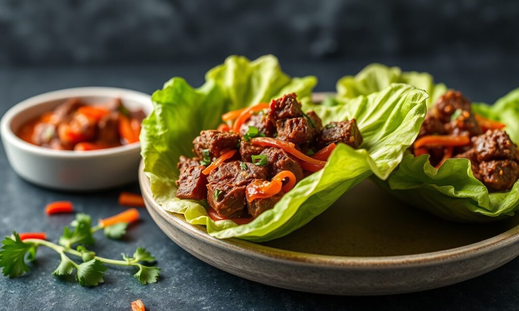 Easy Korean bulgogi beef lettuce bites, flavorful and quick.