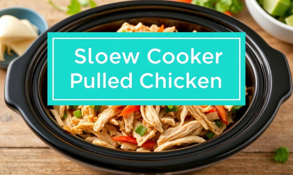 Tender slow cooker pulled chicken: juicy, flavorful, perfect for meals.