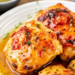 Sweet savory honey garlic baked chicken thighs.