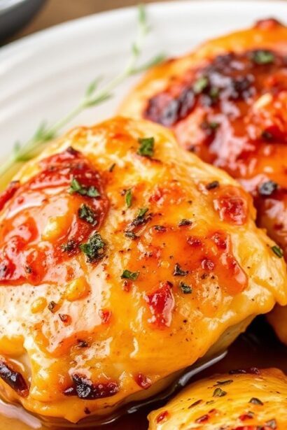 Sweet savory honey garlic baked chicken thighs.