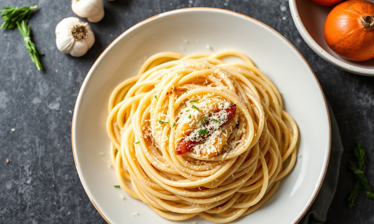 Quick creamy garlic parmesan angel hair pasta recipe.