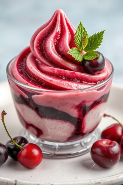 Savoring Amarena cherry gelato, a sweet Italian delight.