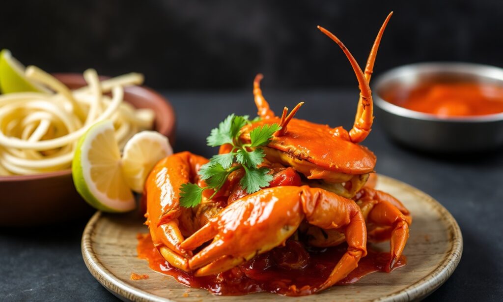 Singapore chili crab: A spicy seafood delight unveiled.