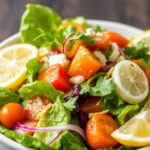 Refresh revitalize detox salad with zesty lemon ginger dressing.