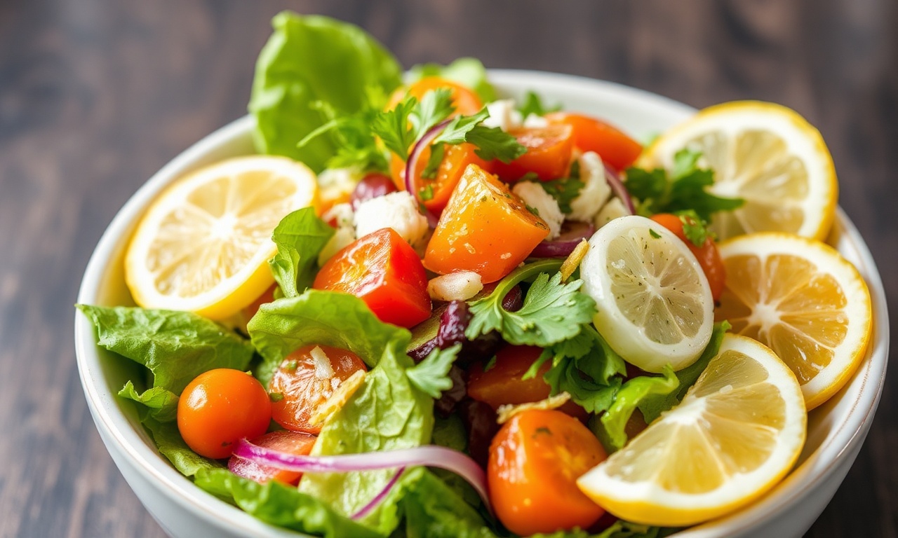 Refresh revitalize detox salad with zesty lemon ginger dressing.