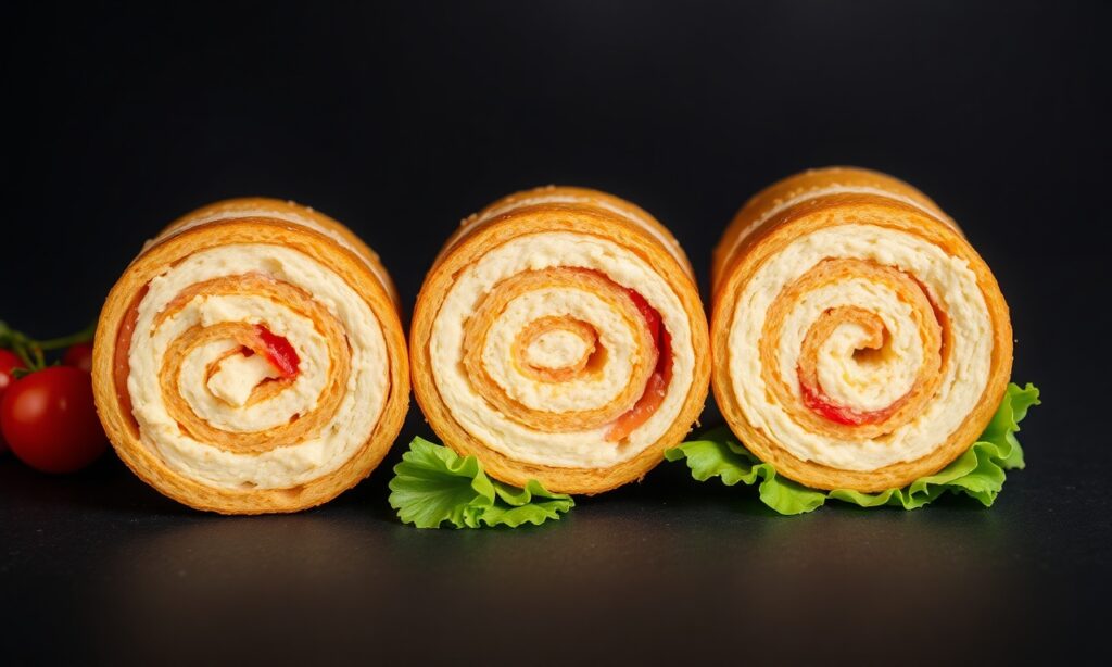 Twist Taste: Savory turkey cheese pinwheel sandwich delight.