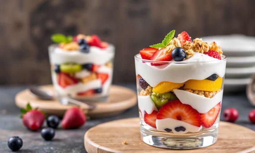 Quick colorful fruit and yogurt parfaits, ready in minutes.