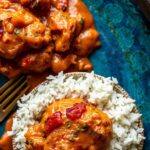 Fiery Moroccan chicken tagine with sweet apricots, a flavorful dish.