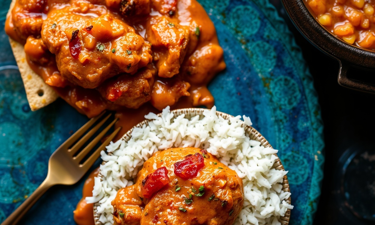 Fiery Moroccan chicken tagine with sweet apricots, a flavorful dish.