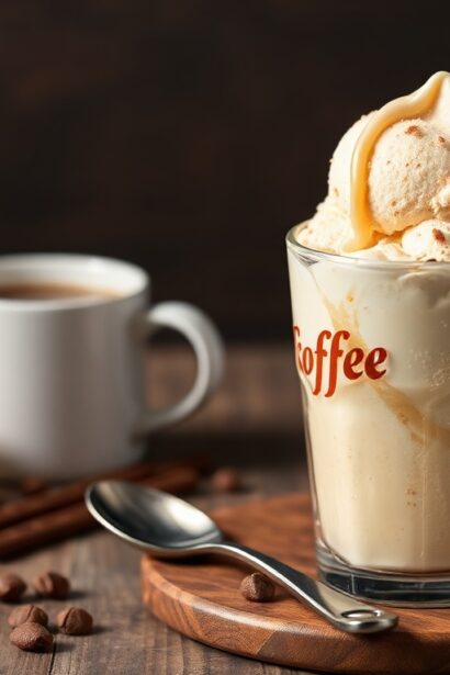 Creamy no-churn coffee toffee ice cream, sweet and simple recipe.