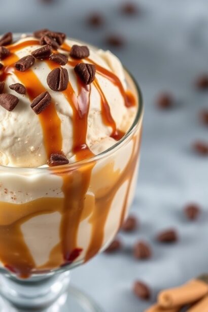 Creamy no-churn coffee toffee ice cream, a sweet and simple treat.