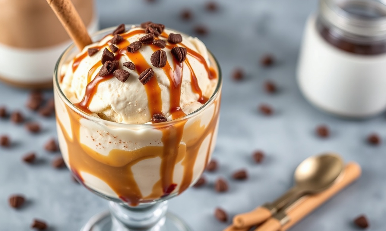 Creamy no-churn coffee toffee ice cream, a sweet and simple treat.