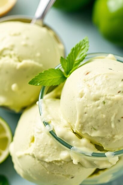 Creamy avocado lime ice cream: a refreshing, no-churn delight.