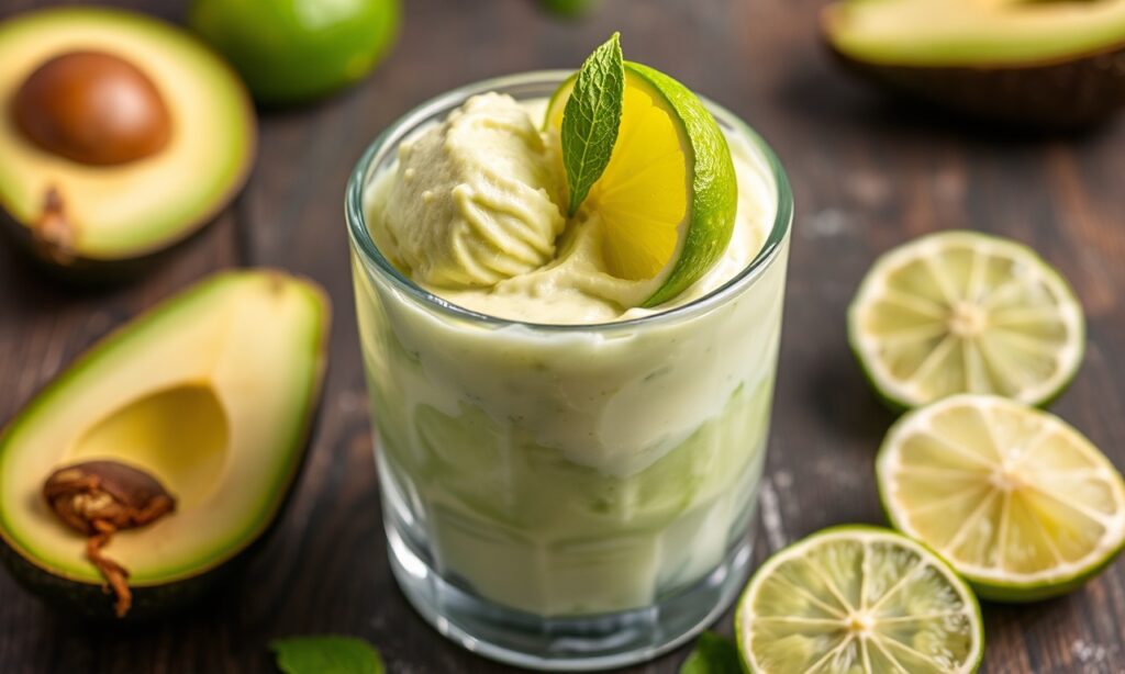 Creamy avocado lime ice cream: refreshing, no-churn, keto-friendly delight.