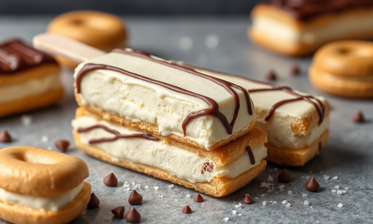 Chocolate Éclair ice cream bars: creamy, delightful indulgence.