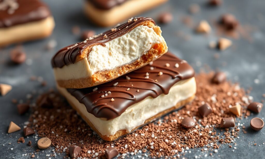 Creamy chocolate éclair ice cream bars for indulgent delight.