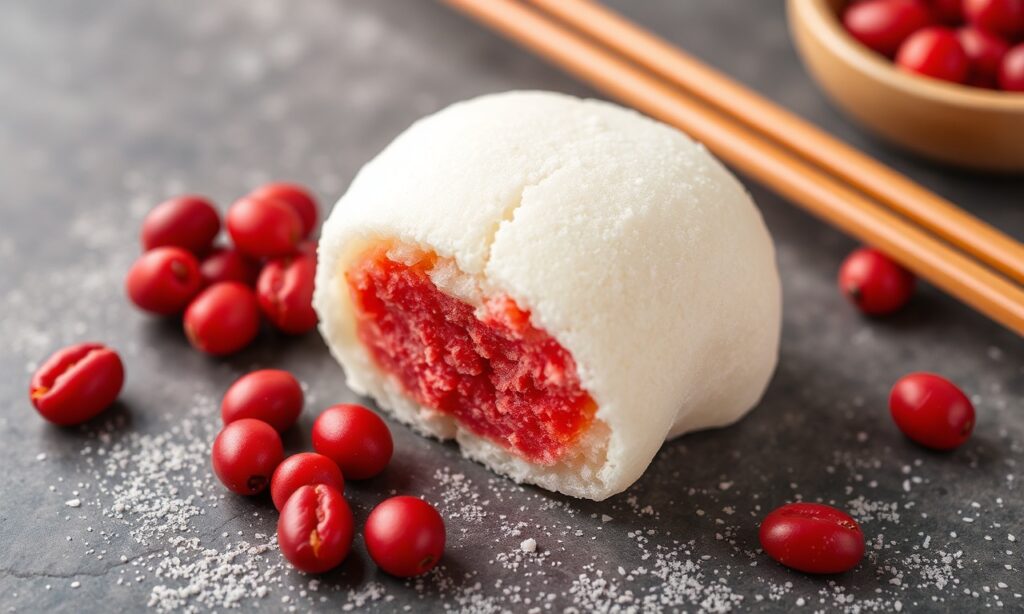 Delicious sweet red bean mochi: Soft Japanese delight.