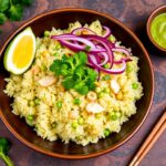 Wholesome Thai green curry fried rice, a vibrant and healthy dish.
