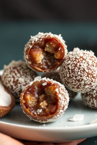 No-bake coconut date power bites for natural energy.