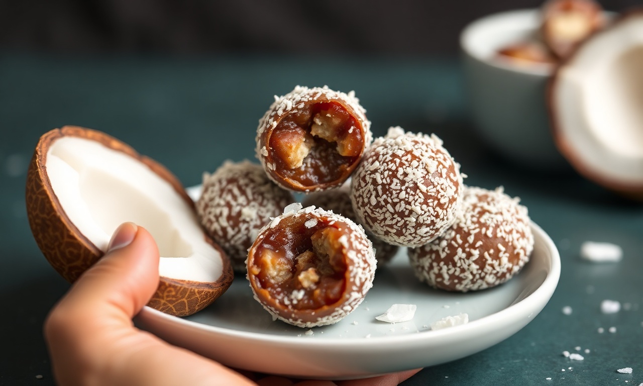 No-bake coconut date power bites for natural energy.