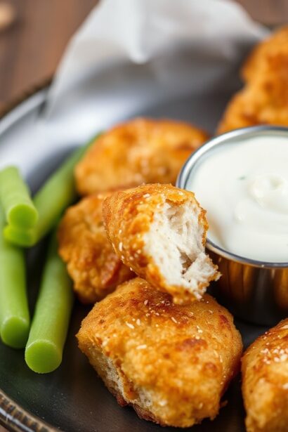 Healthy almond flour chicken nuggets, baked and delicious.