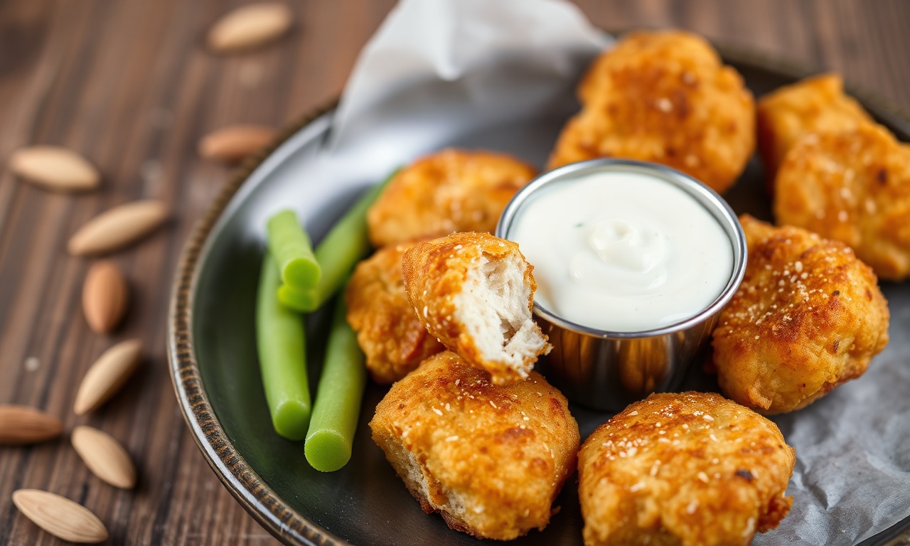 Healthy almond flour chicken nuggets, baked and delicious.