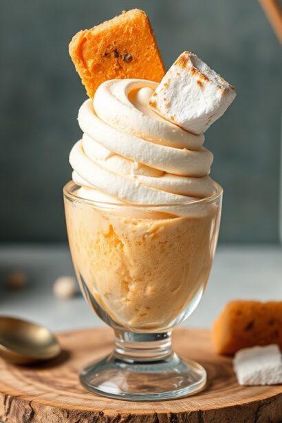 Delicious sweet potato and toasted marshmallow ice cream delight.
