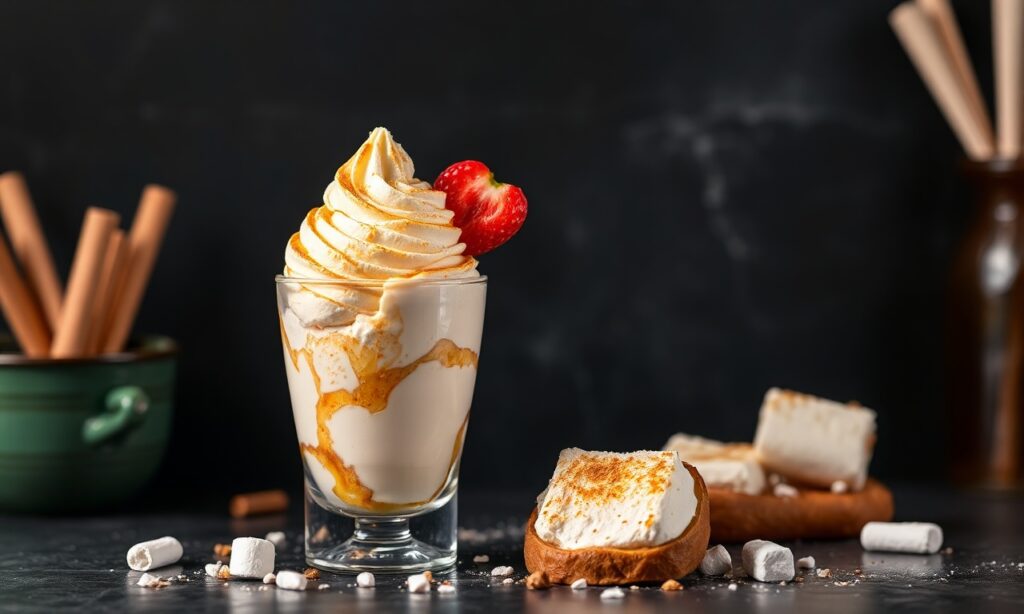 Sweet potato marshmallow ice cream delight, a nostalgic novel treat.