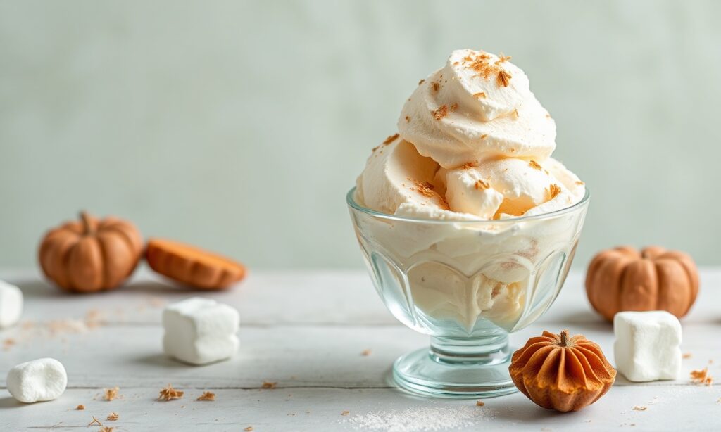 Sweet potato marshmallow ice cream: cozy autumn dessert delight.