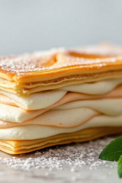 Irresistible mille-feuille with creamy layers, a delightful pastry.