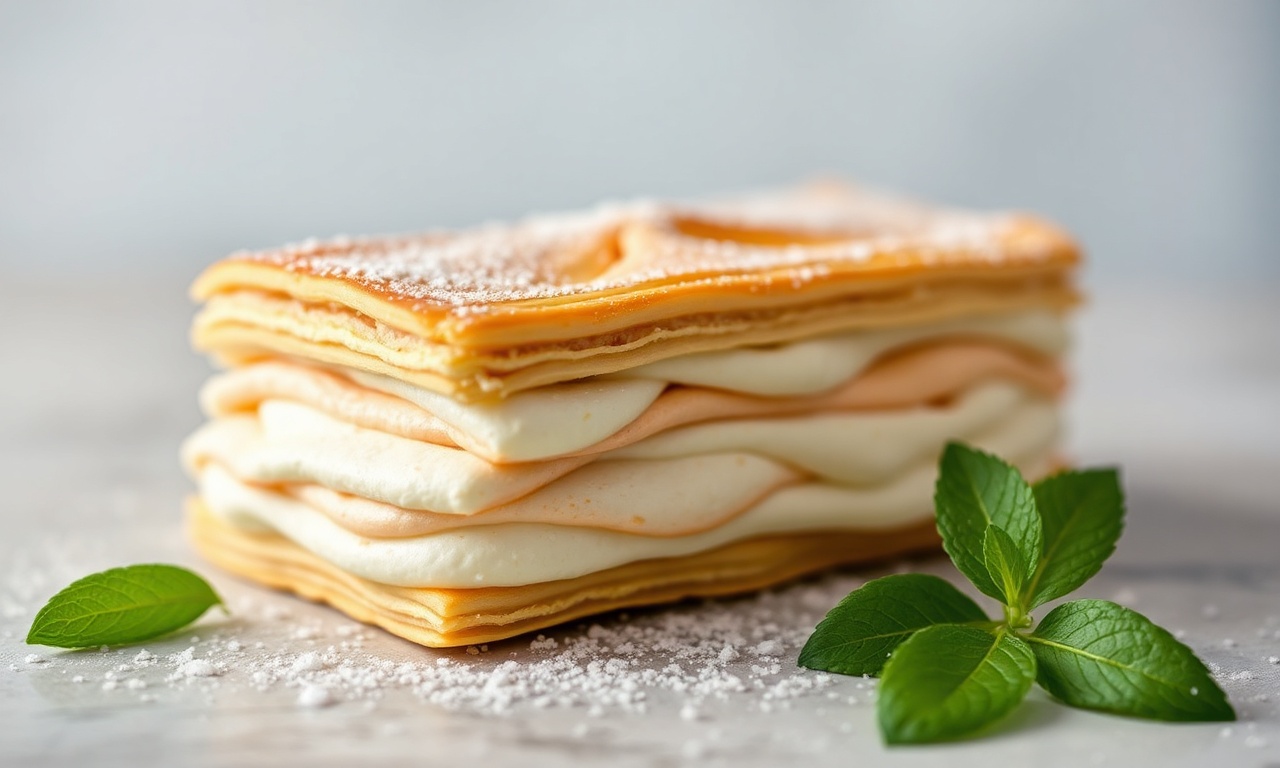Irresistible mille-feuille with creamy layers, a delightful pastry.
