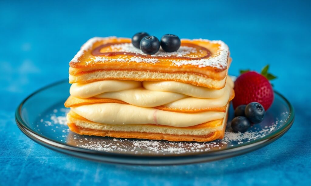 Irresistible Mille-feuille with creamy layers, a sweet indulgence.