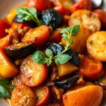 Savor classic ratatouille delight: vibrant, fresh French vegetable stew.