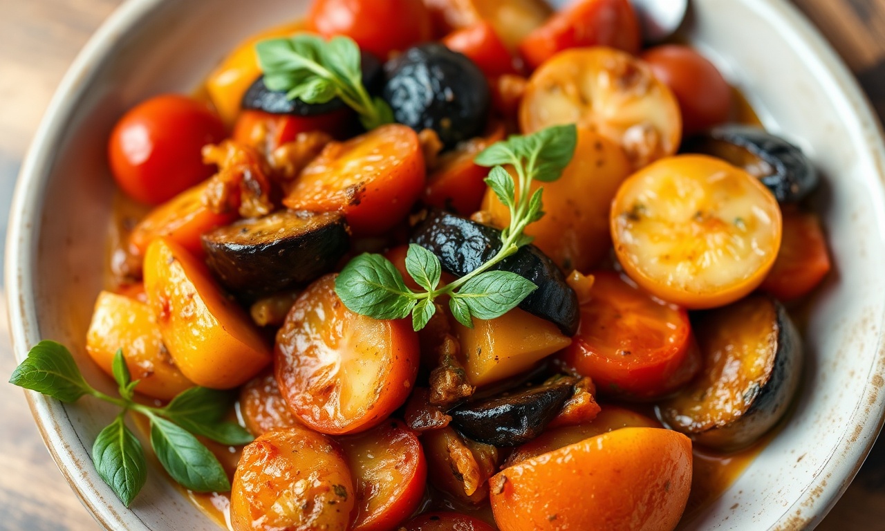 Savor classic ratatouille delight: vibrant, fresh French vegetable stew.