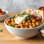 Delicious chickpea shawarma bowl with creamy tahini sauce.
