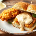 Classic fried fish sandwich with zesty tartar sauce recipe.