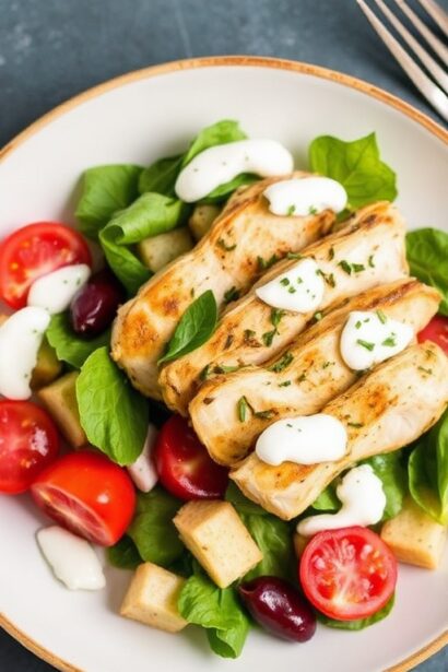 Quick Greek yogurt chicken salad recipe, healthy and fast.