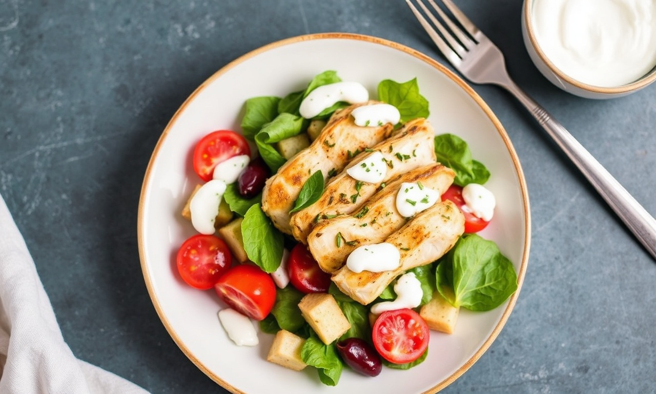 Quick Greek yogurt chicken salad recipe, healthy and fast.