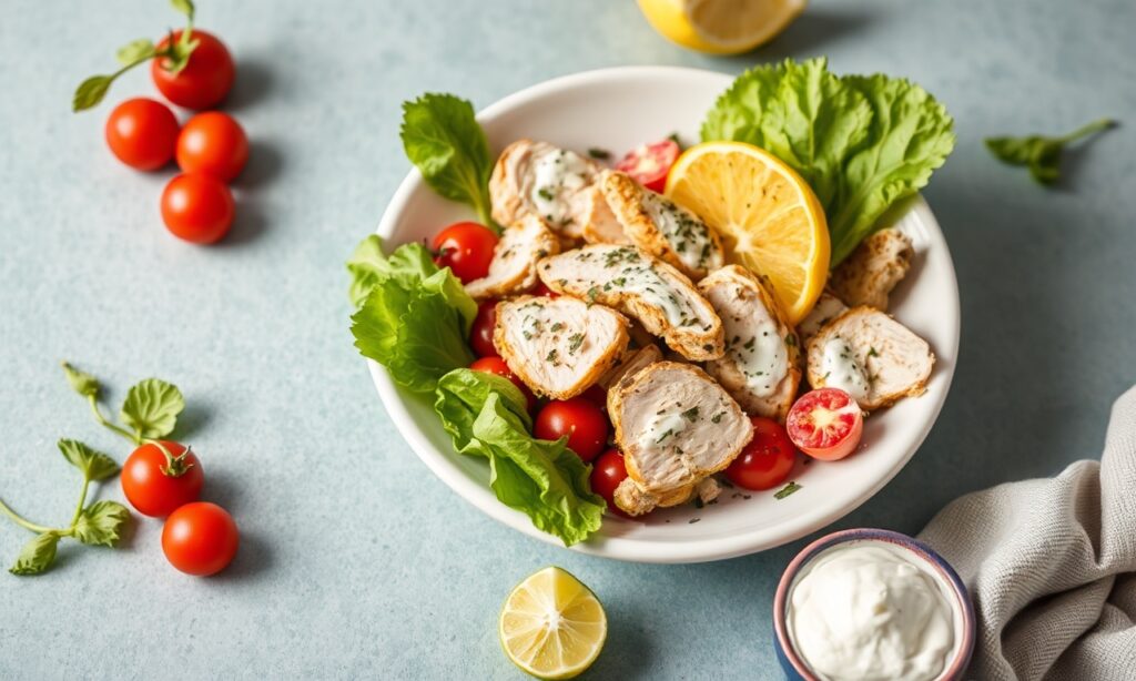 Quick Greek yogurt chicken salad recipe, healthy and delicious.