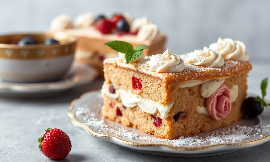 Ornate Sicilian Cassata cake: harmonious blend of textures and tastes.