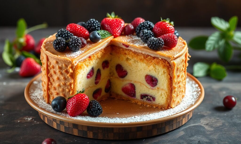 Ornate Sicilian Cassata cake, a sweet symphony of Sicilian flavors.
