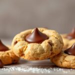 Irresistible peanut butter blossom cookies with chocolate kiss.