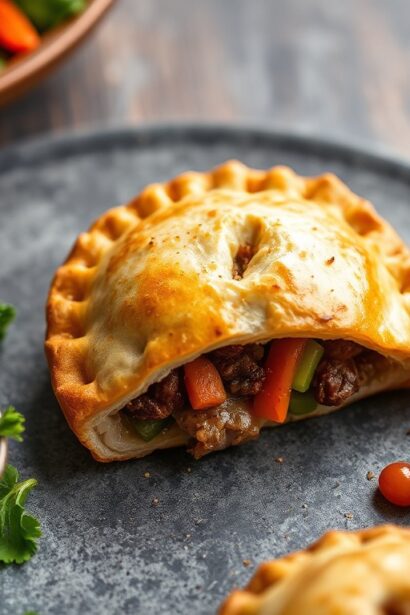 Hearty beef and veggie hand-pies, savory bites to savor.