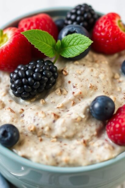 Energizing overnight oats with chia and berries for a healthy morning.