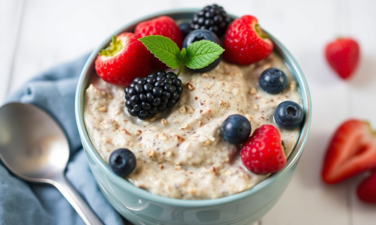 Energizing overnight oats with chia and berries for a healthy morning.