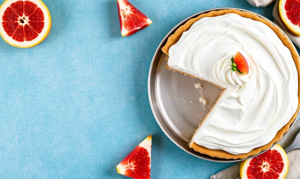 Crafting perfect grapefruit meringue pie: zesty, luscious, lemon-kissed dessert.