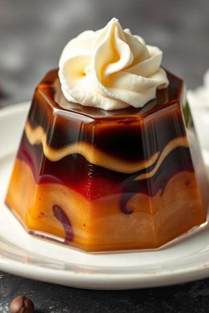 Delight coffee with sweet cream jelly topping.