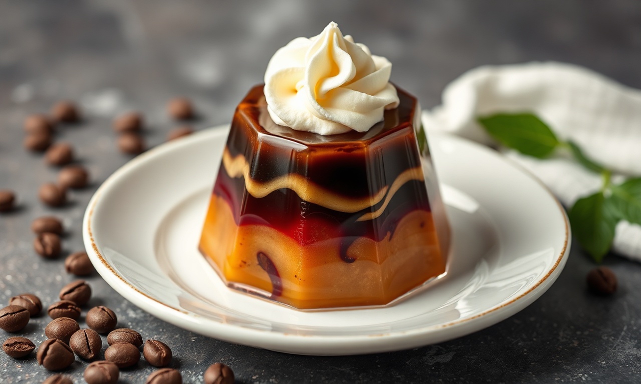 Delight coffee with sweet cream jelly topping.