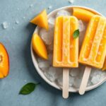 Refreshing healthy mango sticky rice popsicles recipe.
