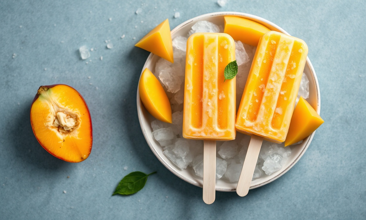 Refreshing healthy mango sticky rice popsicles recipe.